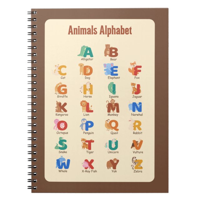 Bildung von Tieren Alphabet School Notizblock (Vorderseite)