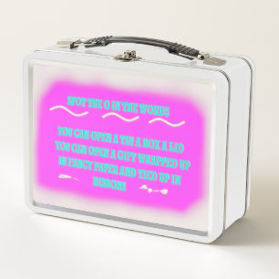 BILDUNG WÖRTER DESIGN PINK METALL BROTDOSE