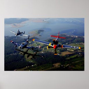 Bildungs-Plakat des ErbeA-10, F-86, P-38 u. P-51 Poster