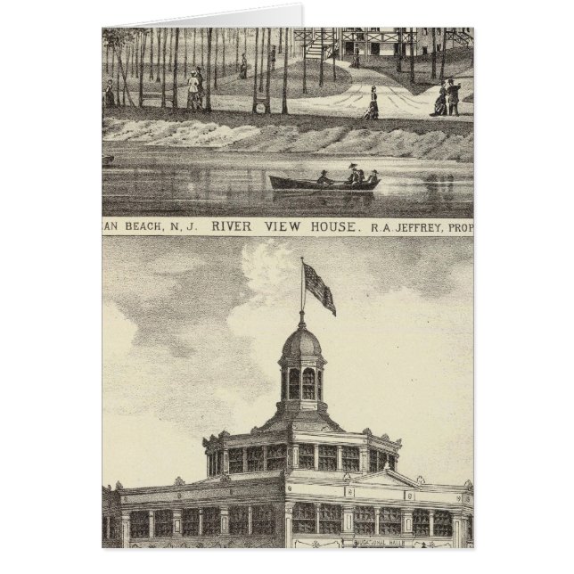 Bildungssaal, Asbury Park und River View House (Vorne)