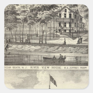 Bildungssaal, Asbury Park und River View House Quadratischer Aufkleber
