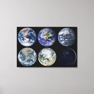 Bildvergleich der ikonischen Ansichten des Planete Leinwanddruck