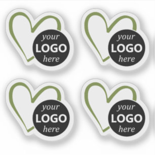 Bildvorlage für einfache grün-herzförmige Logos Aufkleber