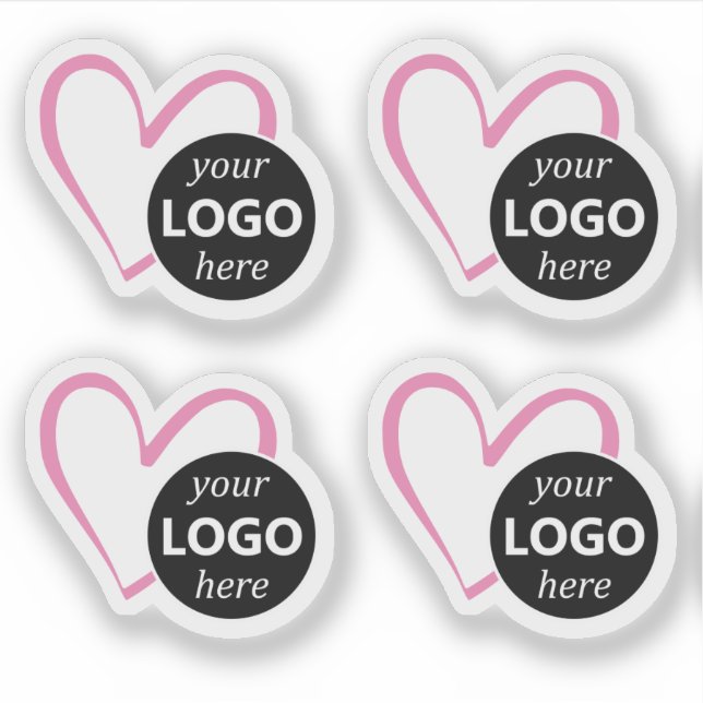 Bildvorlage für einfache Rosa Herz-gestaltete Logo Aufkleber (Vorderseite)