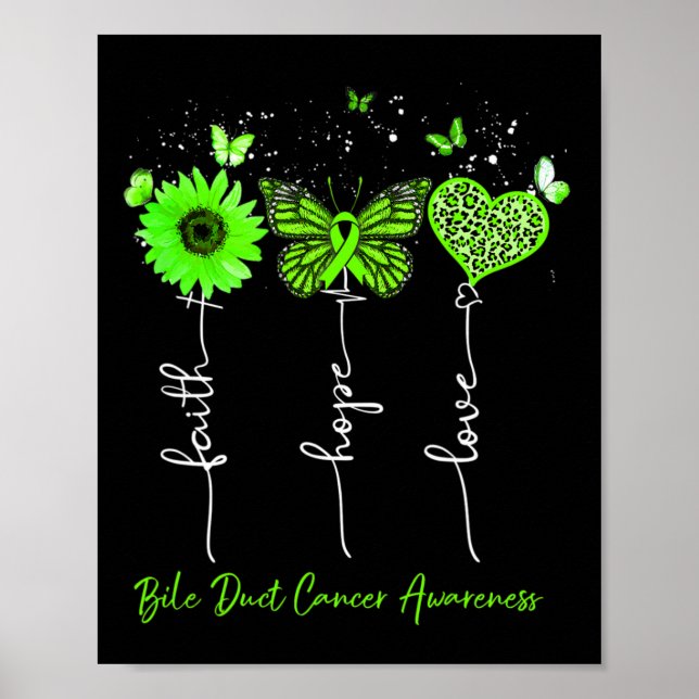 Bile Duct Cancer Awareness Faith Hope Liebe Leopar Poster (Vorne)