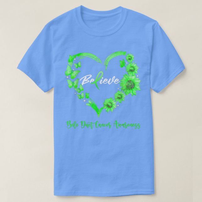 Bile Duct Cancer Awareness Heart Butterfly Sunflow T-Shirt (Design vorne)