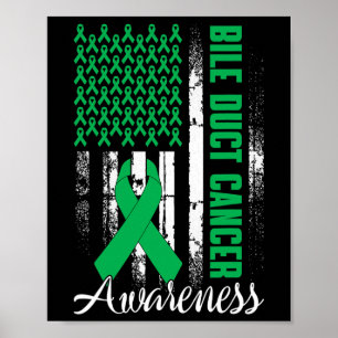 Bile Duct Cancer Awareness Kelly Green Ribbon US F Poster