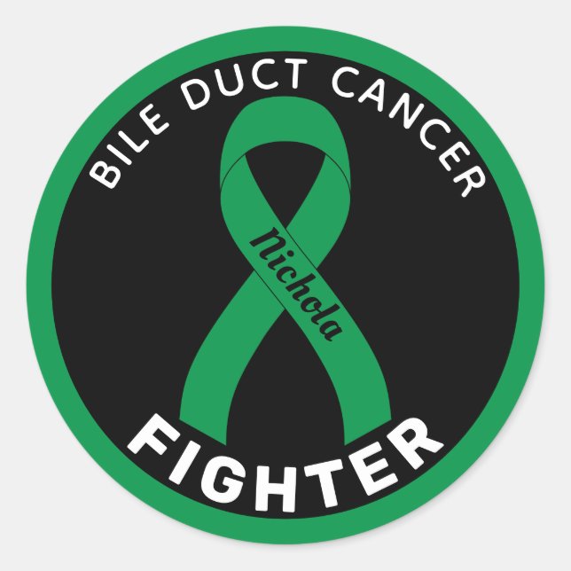 Bile Duct Cancer Fighter Ribbon Black Runder Aufkleber (Vorderseite)