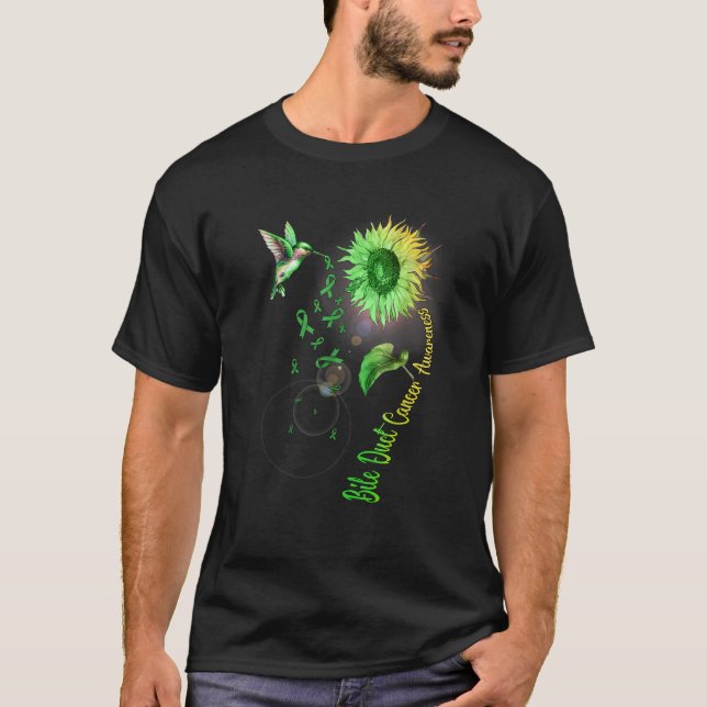 Bile Duct Cancer Sunflower Hummingbird T-Shirt (Vorderseite)