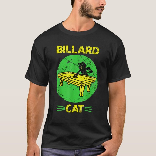 Biliard Snooker Pool Funny Billard Cat  T-Shirt (Vorderseite)
