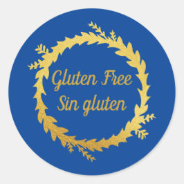 Bilingual Blue Golden Gluten Free - Sin Gluten Runder Aufkleber