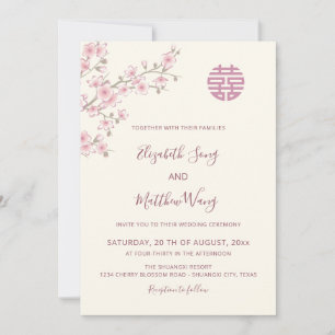 BILINGUAL Blush Cherry Blossom Chinesische Hochzei Einladung