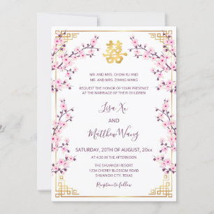 BILINGUAL Cherry Blossom Chinesische Hochzeit Einladung