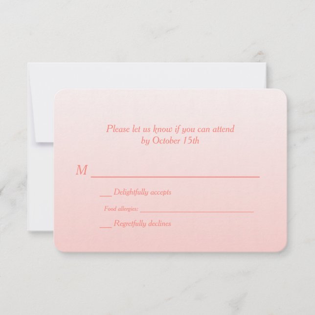 Bilingual Coral Ombre Wedding RSVP (Vorderseite)