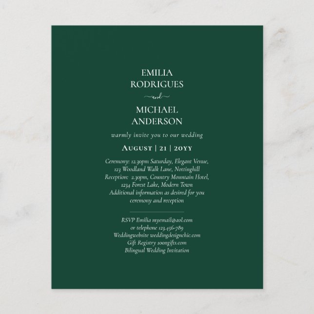 Bilingual Double Side Wedding Boda Green Flyer (Vorne)
