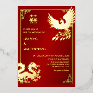 BILINGUAL Dragon And Phoenix  | Chinese Wedding Folieneinladung