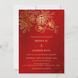 BILINGUAL Foto Red Gold Chinesisch Hochzeit Einladung