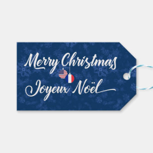 Bilingual French American Holiday Gift Tags Geschenkanhänger