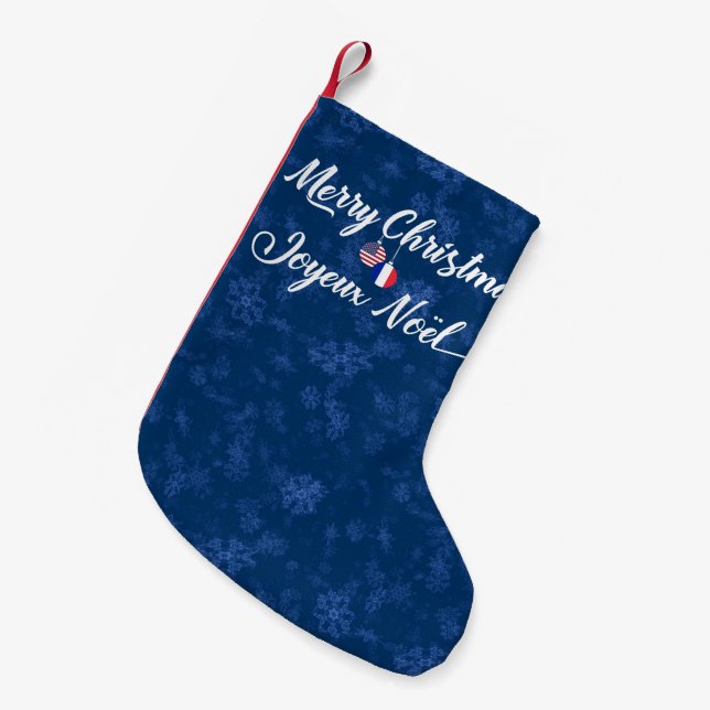 Bilingual French American Xmas Strumpf Kleiner Weihnachtsstrumpf (Vorderansicht (hängend))