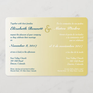 Bilingual Gold Ombre Wedding Einladung