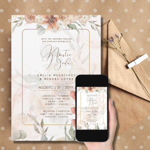 Bilingual Invitación de Boda Boho Pampa Grass Einladung