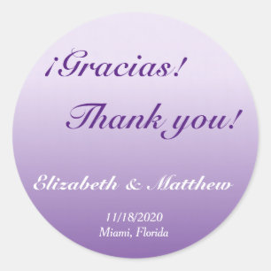 Bilingual Lila Ombre Wedding Danke Sticker