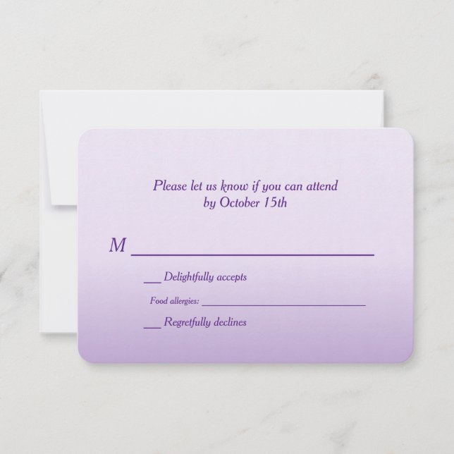 Bilingual Lila Ombre Wedding RSVP (Vorderseite)