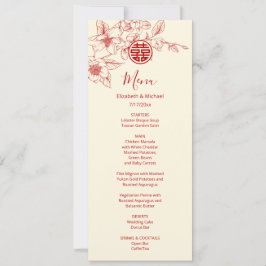 BILINGUAL Magnolia Chinese Wedding Menu Card Einladung