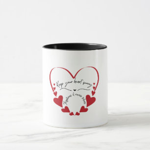 Bilingual Minimalistisch Red Heart Design Tasse