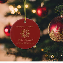 Bilingual Red and Golden Christmas Snowflake