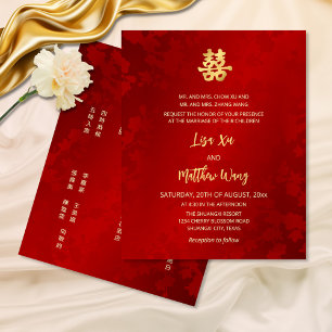 Bilingual Red Gold Chinese Hochzeit