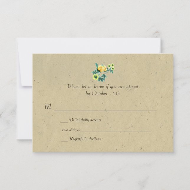Bilingual Rustic Blume Garland Wedding RSVP (Vorderseite)