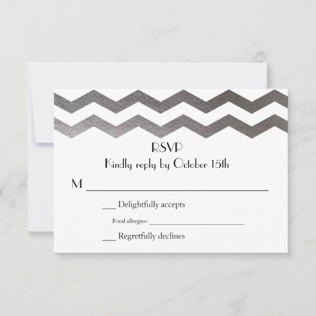 Bilingual Silver Zickzack Wedding Einladung UAWG (Vorderseite)