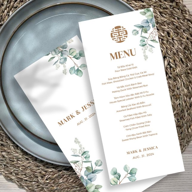 Bilingual Vietnamese Eucalyptus Song Hy Menükarte (Von Creator hochgeladen)