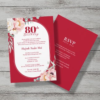 Bilingual Vietnamese Peony Birthday Einladung