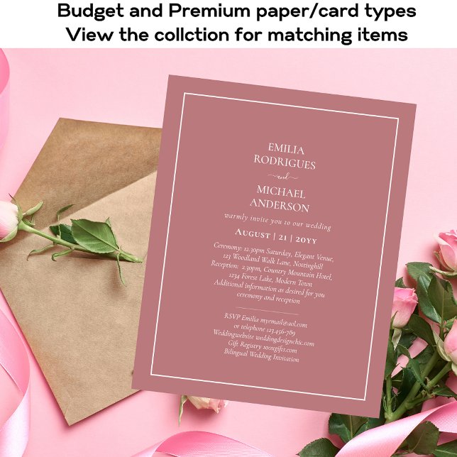 BILINGUAL Wedding Einladung Dusty Rose Pink Flyer (Von Creator hochgeladen)