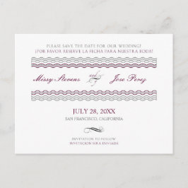 Bilingual Wedding Save the Date Postcard Ankündigungspostkarte