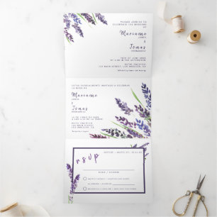Bilingual Weditation - Lavender All in One Dreifach Gefaltete Einladung