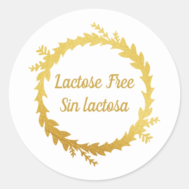 Bilingual White Golden Lactose Free - Sin Lactosa Runder Aufkleber (Vorderseite)