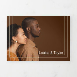 Bilinguale Hochzeitseinladung - alles in einem Dreifach Gefaltete Einladung