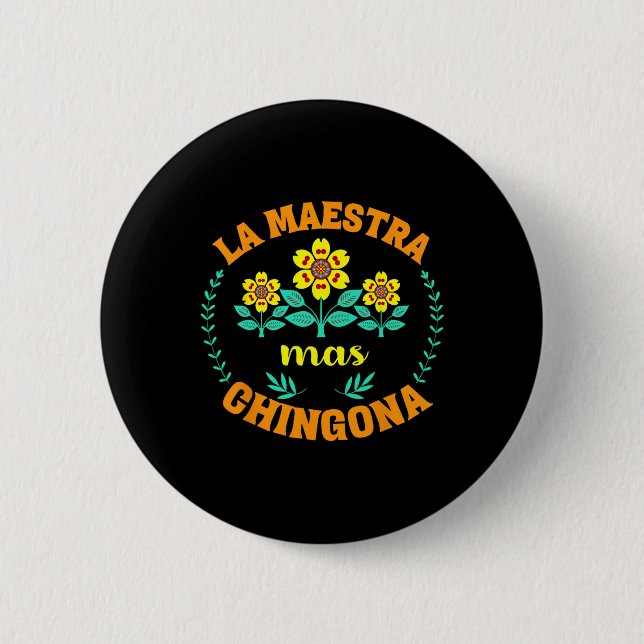 Bilinguale Lehrerin Zurück zur Schule Spanischlehr Button (Vorderseite)