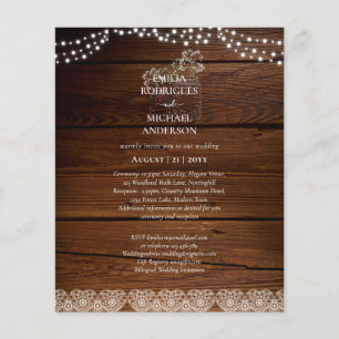 Bilinguale spanische Hochzeitseinladung im rustika Flyer