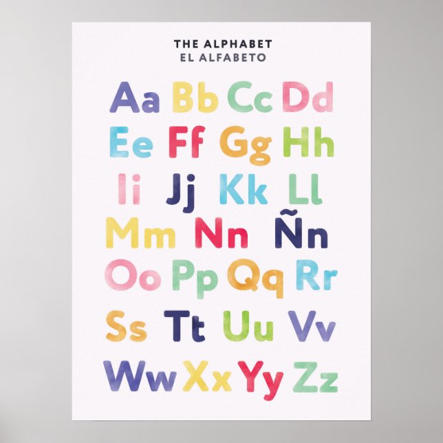 Bilingualer spanischer Alphabetposter für Kinder Poster (Vorne)