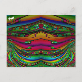 BILL~ 3D Fraktal Design Muster ~ Multicolor Postkarte