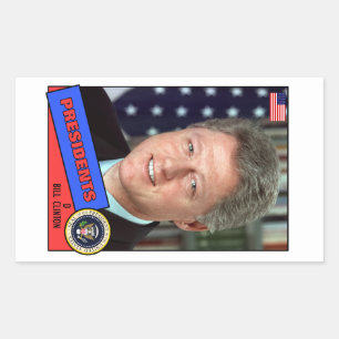 Bill Clinton Baseball Card Rechteckiger Aufkleber