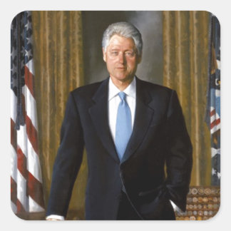 Bill Clinton Offiziell White House Portrait Quadratischer Aufkleber