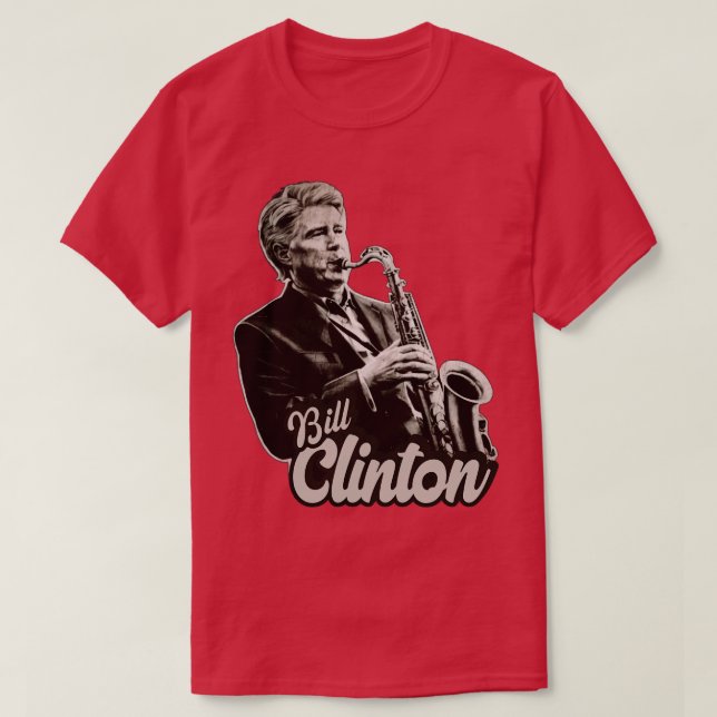 Bill Clinton Saxophone 90er Jahre Original Fan Art T-Shirt (Design vorne)