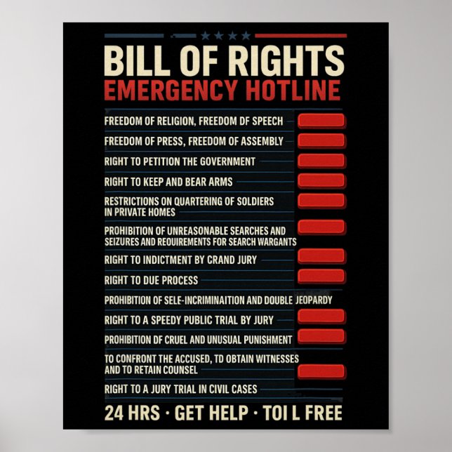 Bill Of Rights Notfall-Hotline Verfassung - Co Poster (Vorne)