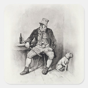 Bill Sykes und sein Hund, von 'Charles Dickens: Quadratischer Aufkleber