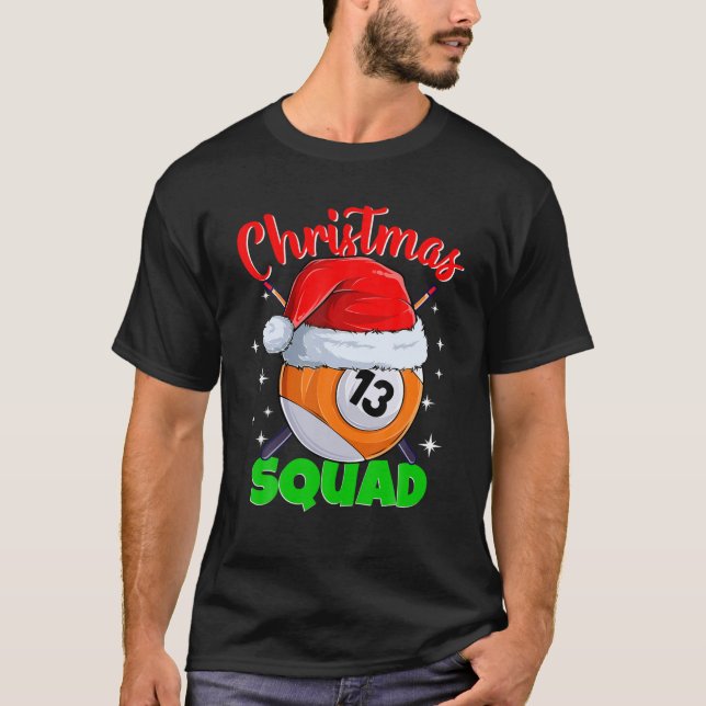 Billard 13 Ball Christmas Squad Pool Balls Billi T-Shirt (Vorderseite)
